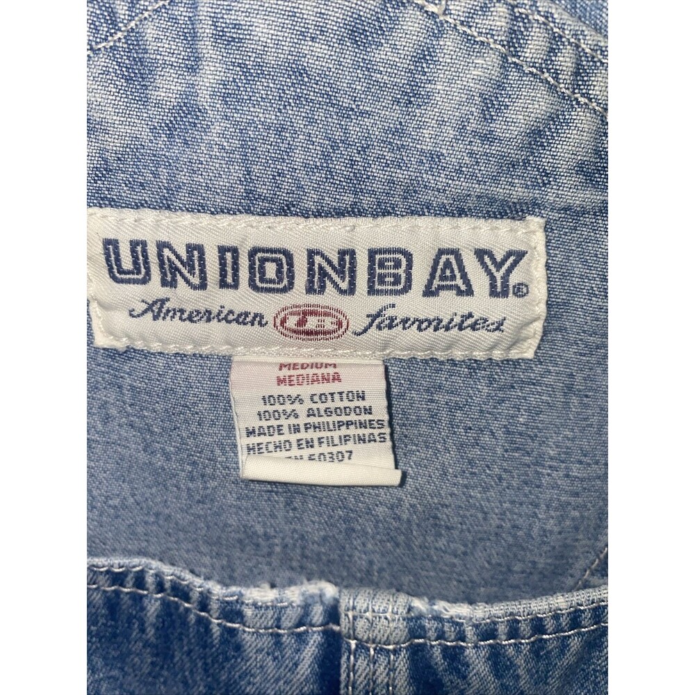 Union Bay Vintage Overalls dress Paint DIY Denim 90s Astrology Art Boho y2k M - Picture 3 of 11